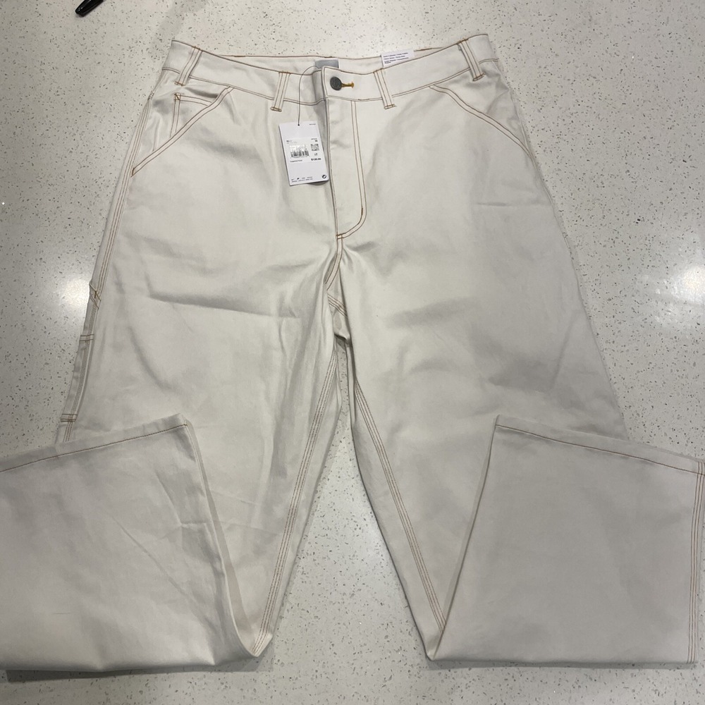 Nike Life Phantom Carpenter Straight Leg Pants Mens 36 - White‎ FB7198-030 NWT
